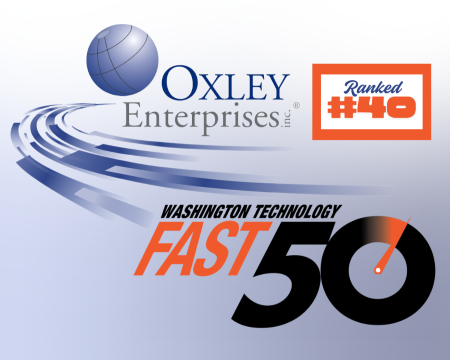 Washington Technology Fast 50 logo with Oxley's logo, ranking #40