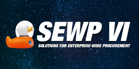 SEWP VI Duck Logo with Solutions for Enterprise-Wide Procurement text